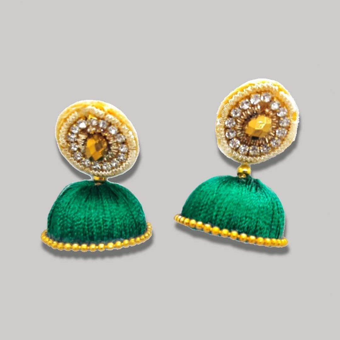 Pankhudi meenakari earrings-Dark Green – Rohika Store