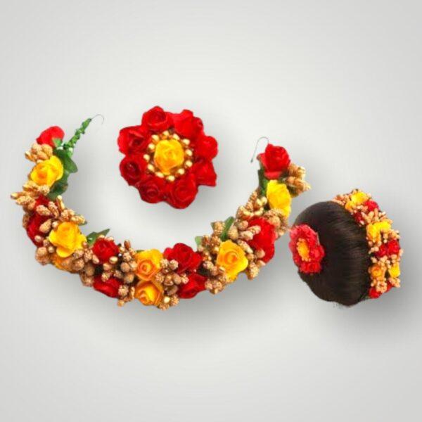 Floral jewellery set yellow & Red